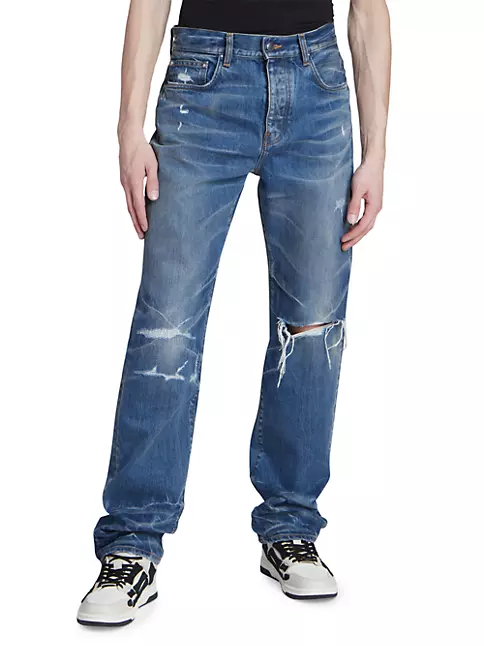 Shop Amiri Fractured Straight-Leg Jeans | Saks Fifth Avenue