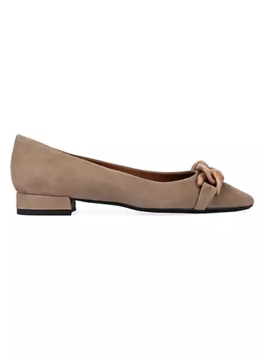 Palina Suede Chain-Link Ballet Flats