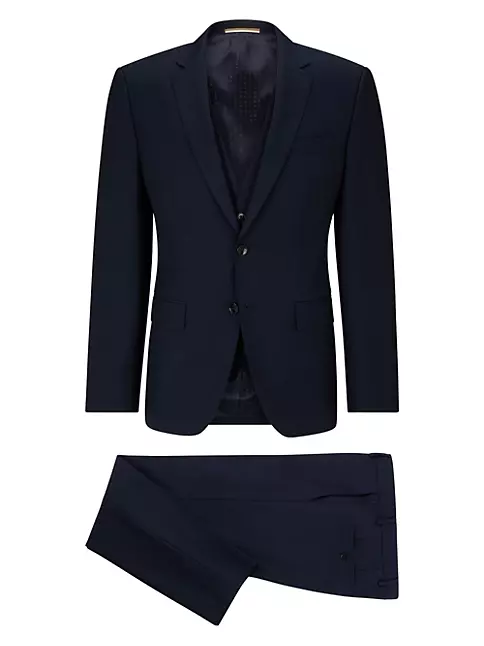 Shop BOSS Three-Piece Slim-Fit Suit In Virgin Wool | Saks Fifth Avenue
