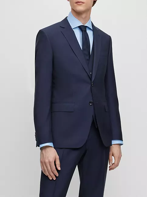 Shop BOSS Three-Piece Slim-Fit Suit In Virgin Wool | Saks Fifth Avenue