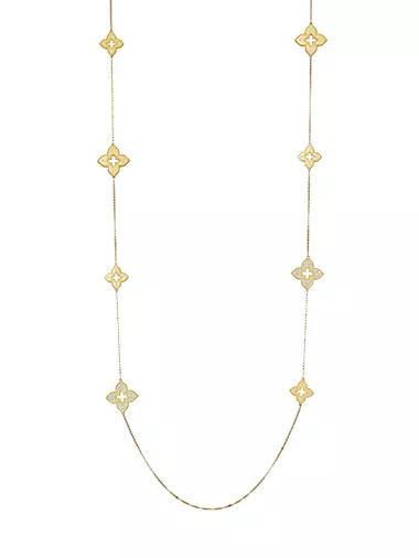 Venetian Princess 18K Yellow Gold & 0.17 TCW Diamond Flower Station Necklace