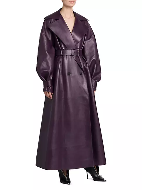 Shop Alexander McQueen Belted Leather Trench Coat | Saks Fifth Avenue