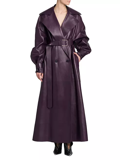 Shop Alexander McQueen Belted Leather Trench Coat | Saks Fifth Avenue