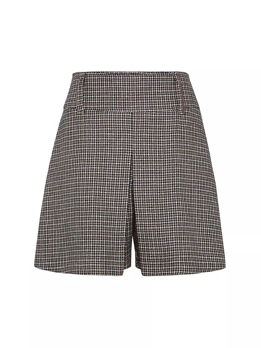 Shop Brunello Cucinelli Sparkling Linen Houndstooth Mini Skirt-Pants ...