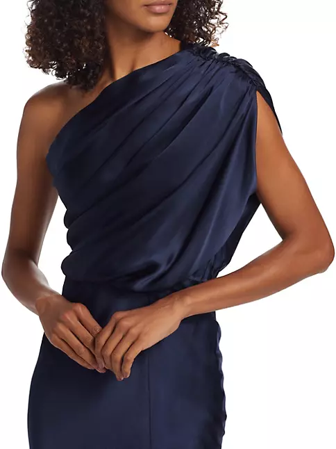 Shop Amanda Uprichard Dupree Silk One-Shoulder Midi-Dress | Saks Fifth ...