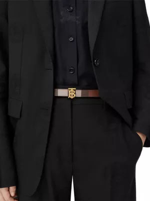 Shop Burberry TB Buckle Check & Leather Reversible Belt | Saks Fifth Avenue