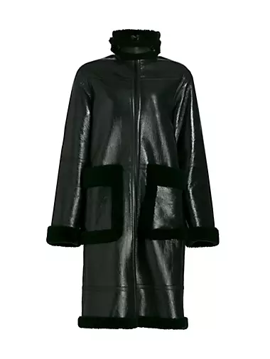 Patent Leather & Shearling Coat