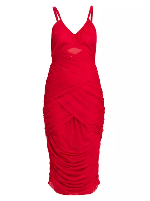 saksfifthavenue.com | Draped Sleeveless Midi-Dress