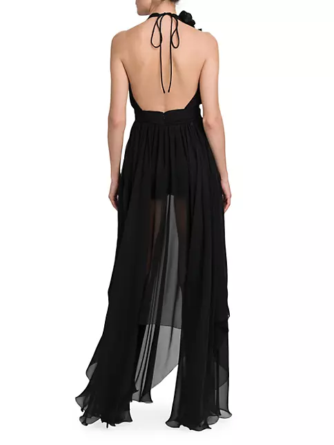 Shop Dolce&Gabbana Sheer Silk Chiffon Halter Gown | Saks Fifth Avenue