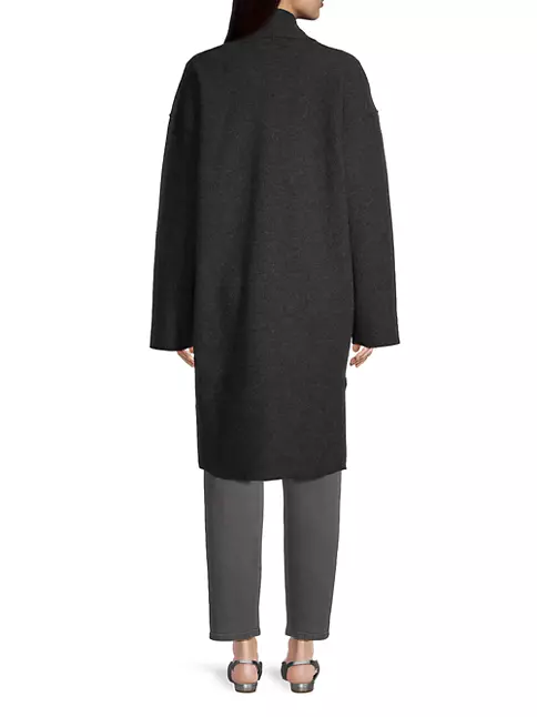 Shop Eileen Fisher High Collar Wool Coat | Saks Fifth Avenue