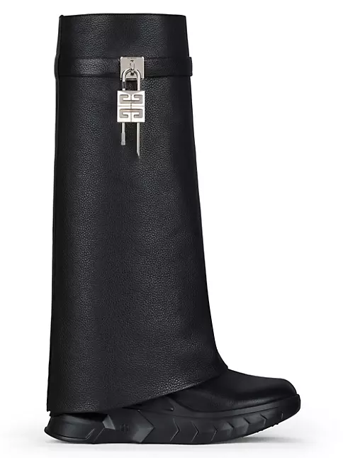Shop Givenchy Shark Lock Biker Boots in Grained Leather | Saks Fifth Avenue