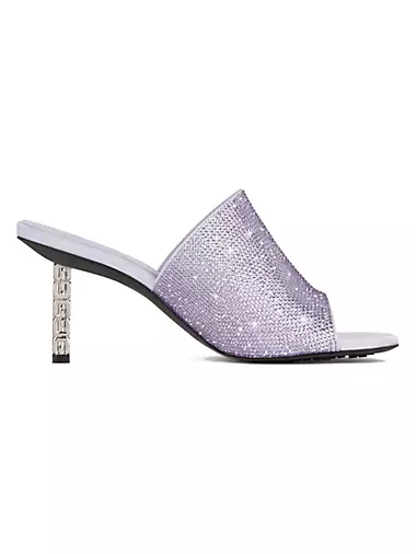 G Cube Mules in Satin with Strass