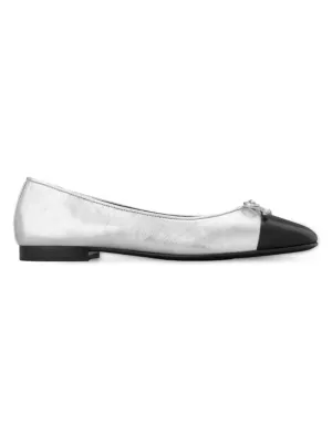 Shop Tory Burch Cap-Toe Leather Ballet Flats | Saks Fifth Avenue