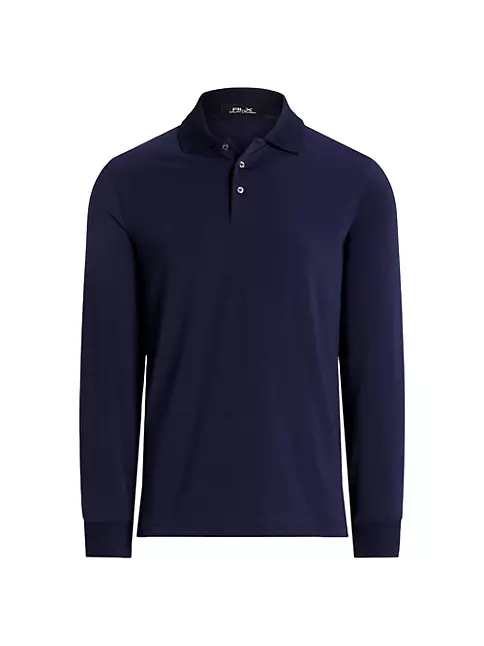 Shop RLX Ralph Lauren Lounge Jersey Long-Sleeve Polo Shirt | Saks Fifth ...