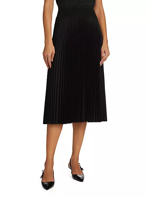 Shop Theory Sunburst Pleated Wool-Blend Midi-Skirt | Saks Fifth Avenue
