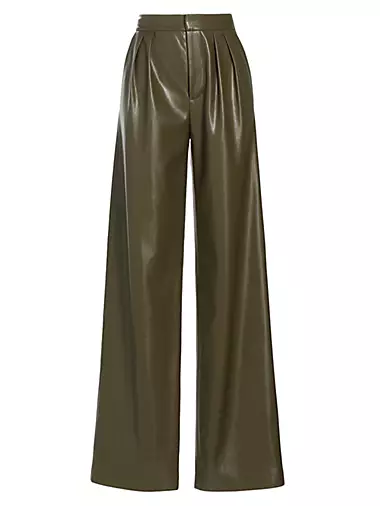 Pompey Pleated Faux Leather Wide-Leg Pants