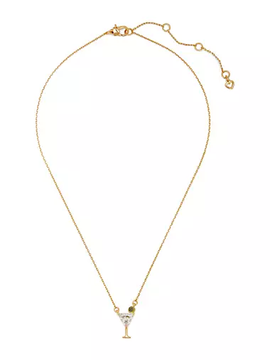Shaken Or Stirred Goldtone & Cubic Zirconia Mini Pendant Necklace