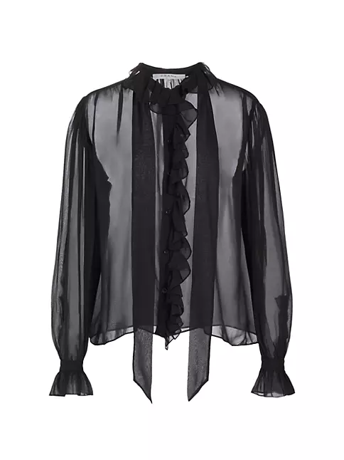 Shop Frame Ruffled Silk Button-Front Blouse | Saks Fifth Avenue