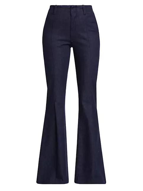 Shop Frame Pleated High-Rise Stretch Flare Jeans | Saks Fifth Avenue