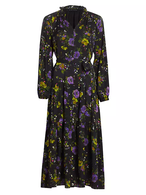 Shop Elie Tahari Sienna Floral Tiered Maxi Peasant Dress | Saks Fifth ...