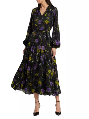 Shop Elie Tahari Sienna Floral Tiered Maxi Peasant Dress Saks Fifth Avenue