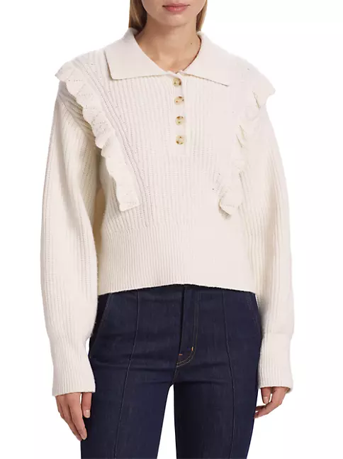Shop Derek Lam 10 Crosby Noelia Collared Ruffle Sweater | Saks Fifth Avenue