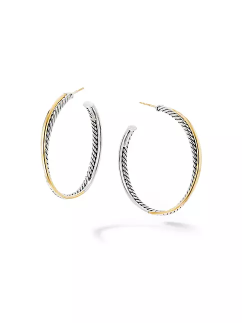 Shop David Yurman Crossover Extra-Large Hoop Earrings With 18K Yellow ...