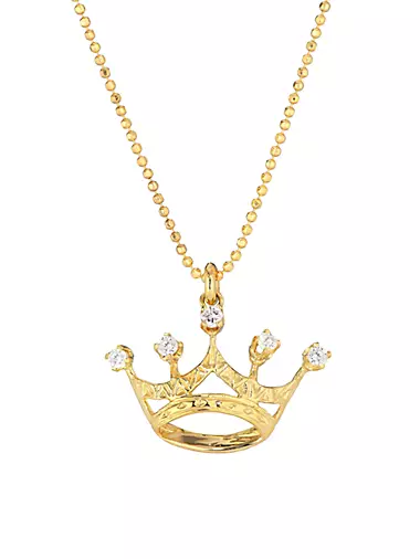 18K Yellow Gold & 0.5 TCW Diamond Crown Pendant Necklace