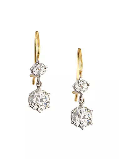 Two-Tone 18K Gold & 2.43 TCW Diamond Double-Drop Earrings