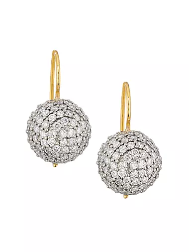 Two-Tone 18K Gold & 6.5 TCW Diamond Spherical Drop Earrings