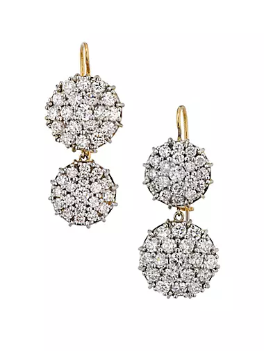 Two-Tone 18K Gold & 5 TCW Diamond Double-Drop Earrings