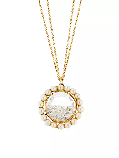 Shake© 18K Yellow Gold, 2.7 TCW Diamond & Natural Pearl Pendant Necklace