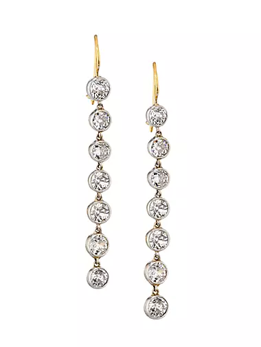 Two-Tone 18K Gold & 3 TCW Diamond Drop Earrings