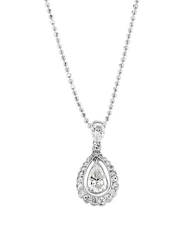 18K White Gold & 2.5 TCW Diamond Teardrop Pendant Necklace