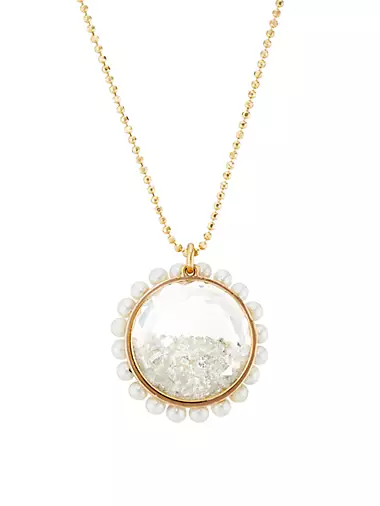 Shake© 18K Yellow Gold, 5.26 TCW Diamond & Natural Pearl Pendant Necklace