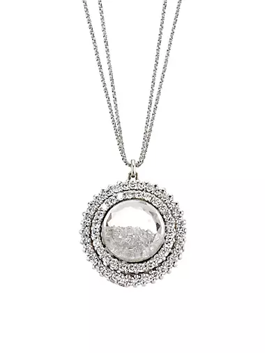 Shake© 18K White Gold & 8.8 TCW Diamond Halo Pendant Necklace