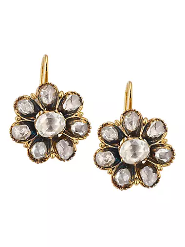18K Yellow Gold & 6 TCW Diamond Cluster Drop Earrings