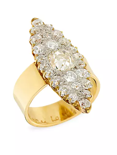 18K Yellow Gold & 3.5 TCW Diamond Marquise Cluster Ring
