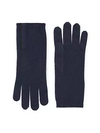 Cashmere Knit Gloves With Monili