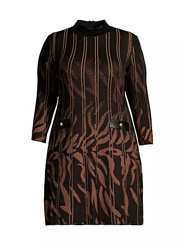 Abstract Funnel Neck Dress