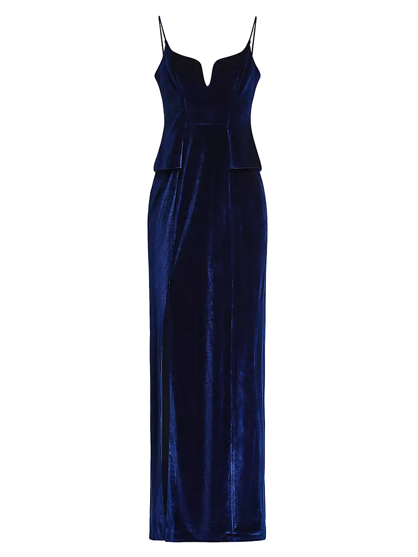 Shop Zac Posen Velvet Peplum Gown | Saks Fifth Avenue