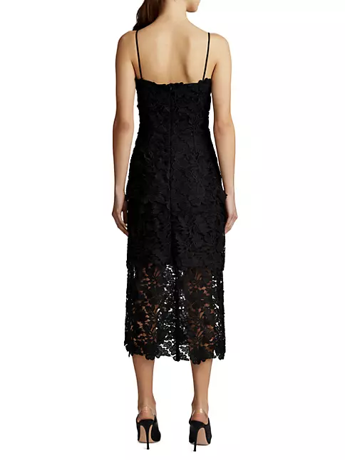 Shop Zac Posen Tiered Guipure Lace Midi-Dress | Saks Fifth Avenue