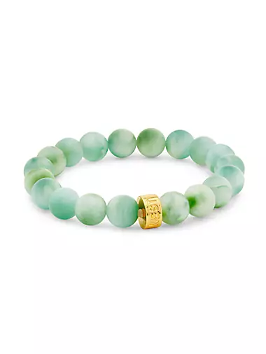 22K Gold-Plated & Green Moonstone Stretch Bracelet