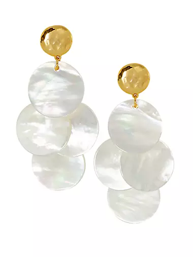 22K Gold-Plated & Mother-Of-Pearl Chandelier Earrings