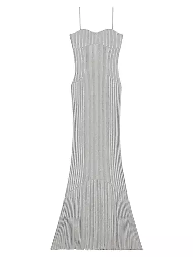 Long Straps Dress In Knit With 4G Panel