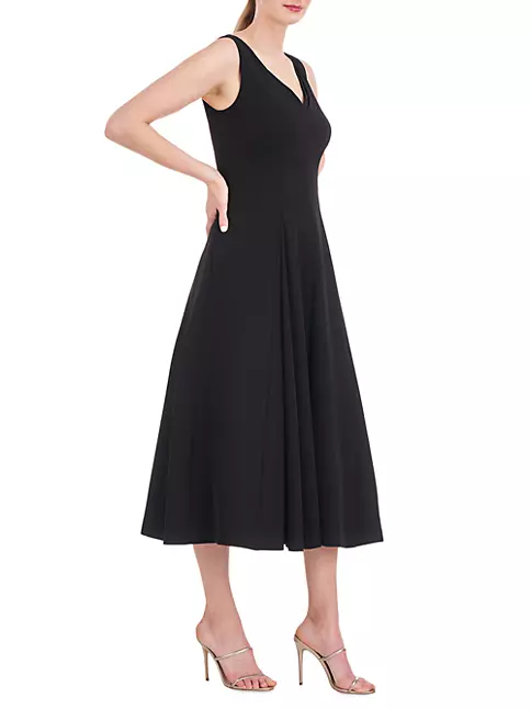 Shop Kay Unger Wanda Pleated Crepe Midi-Dress | Saks Fifth Avenue