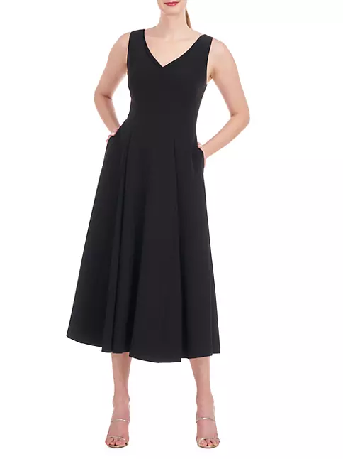 Shop Kay Unger Wanda Pleated Crepe Midi-Dress | Saks Fifth Avenue