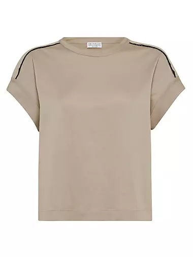 Cotton Lightweight Jersey T-Shirt With Shiny Trims