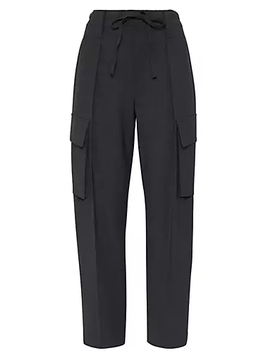 Tropical Luxury Wool Sartorial Cargo Trousers With Monili