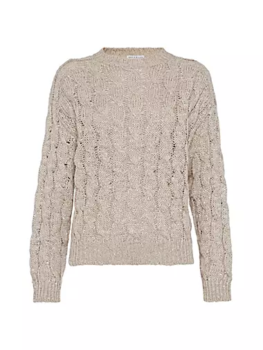 Dazzling Silk And Linen Cable Knit Sweater
